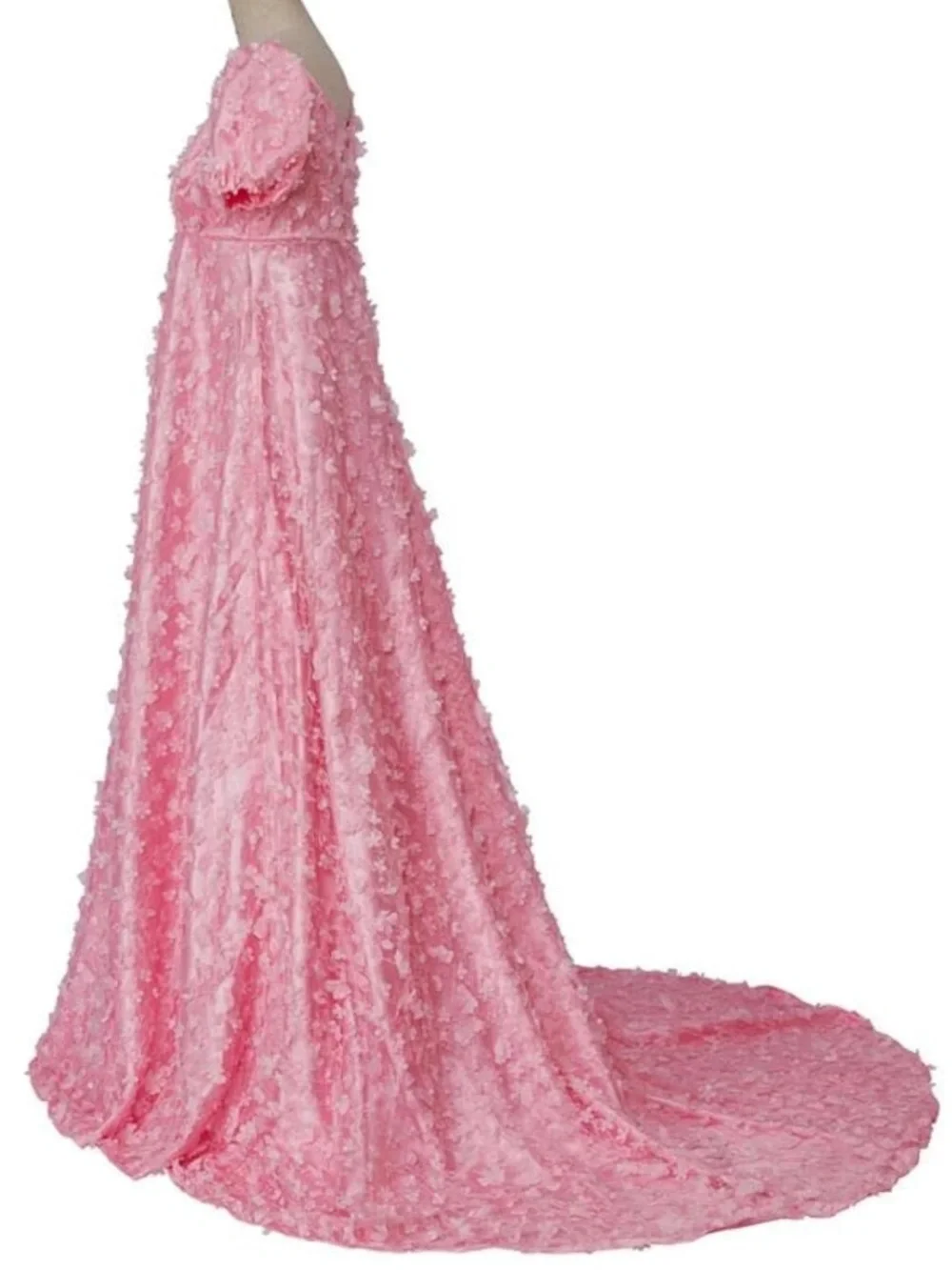 Pink Floral Maxi Puff Sleeve Cottagecore Romantic Formal Gown Women's. Size L - Picture 5 of 7